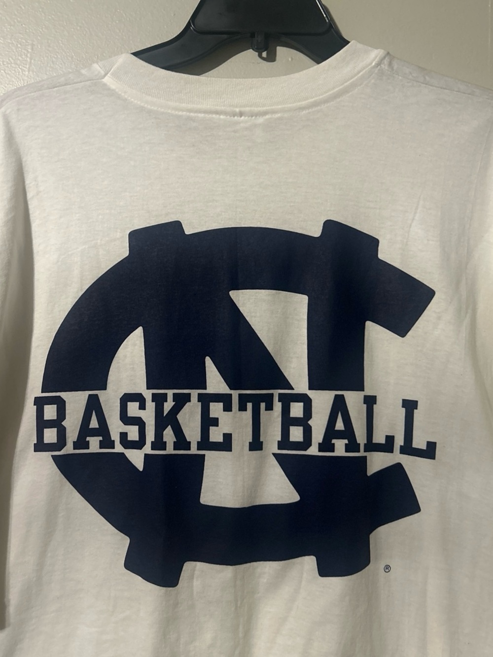 UNC Tarheel Basketball Champion White Tee with Navy Logo New Without Tag
